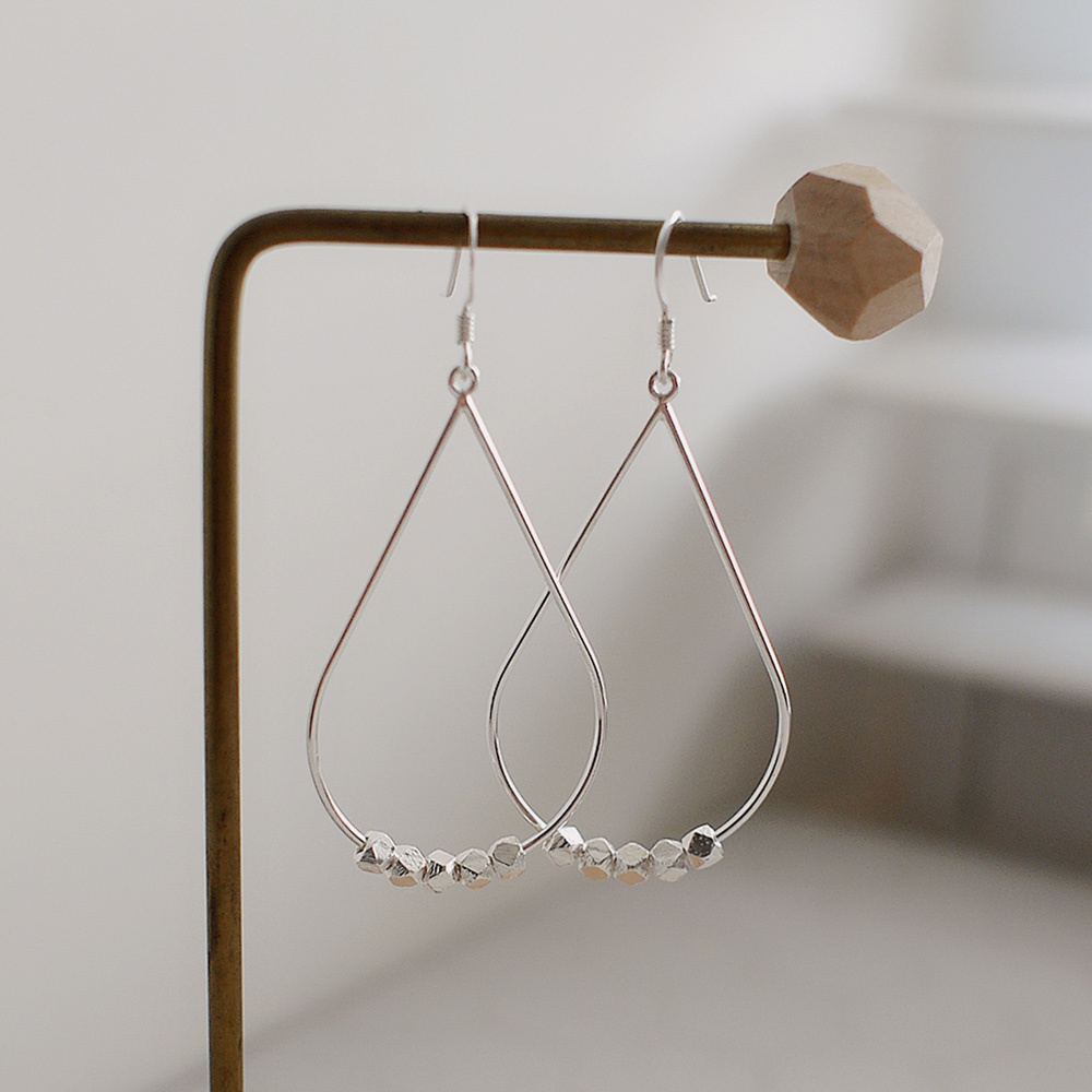 銀礦水滴純銀耳環/SE761N