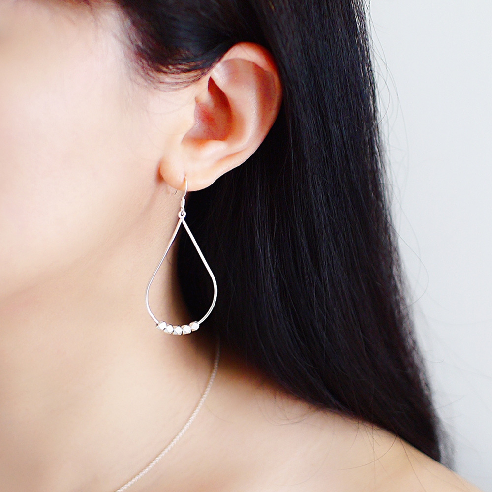 銀礦水滴純銀耳環/SE761N