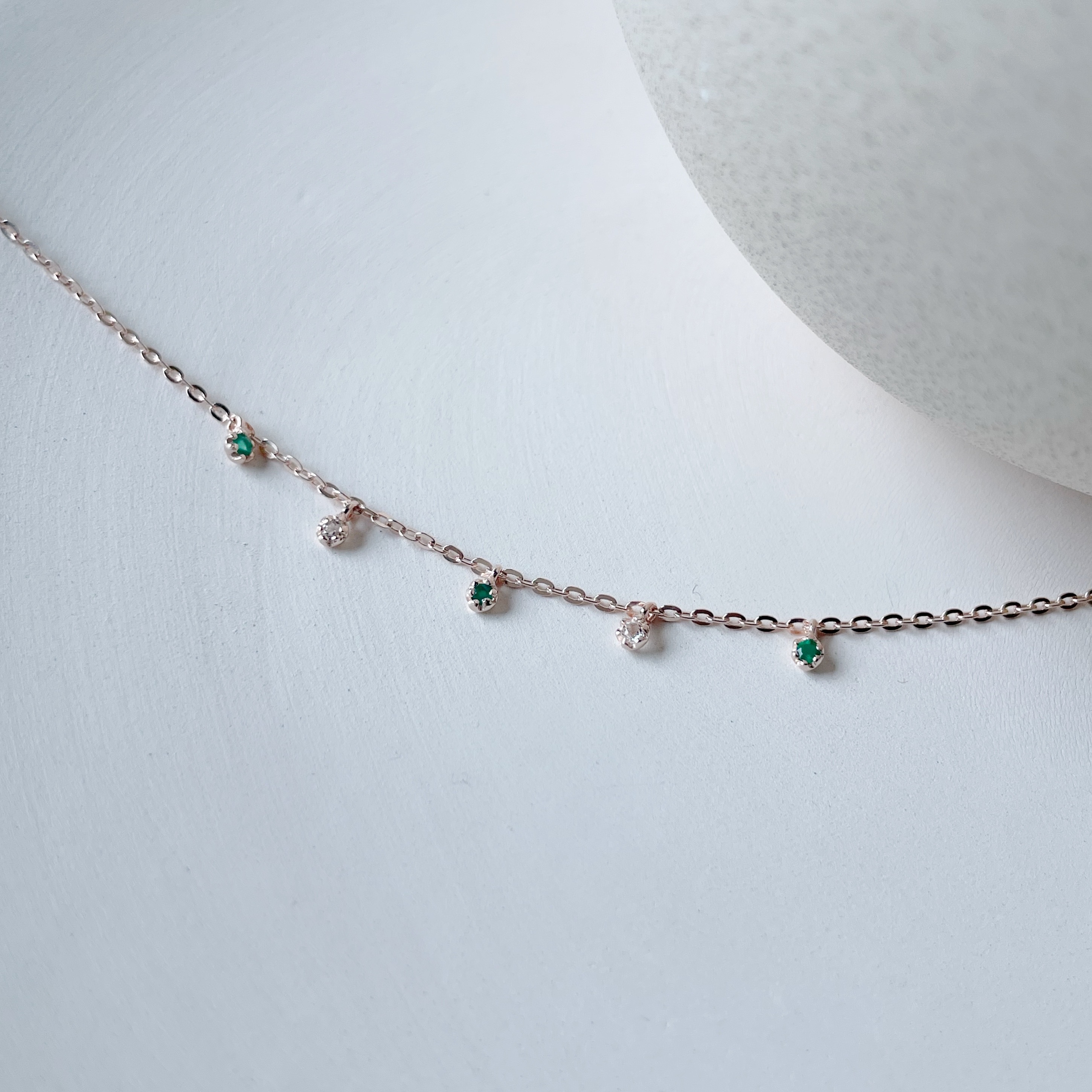 超mini小花白托帕綠瑪瑙手鍊