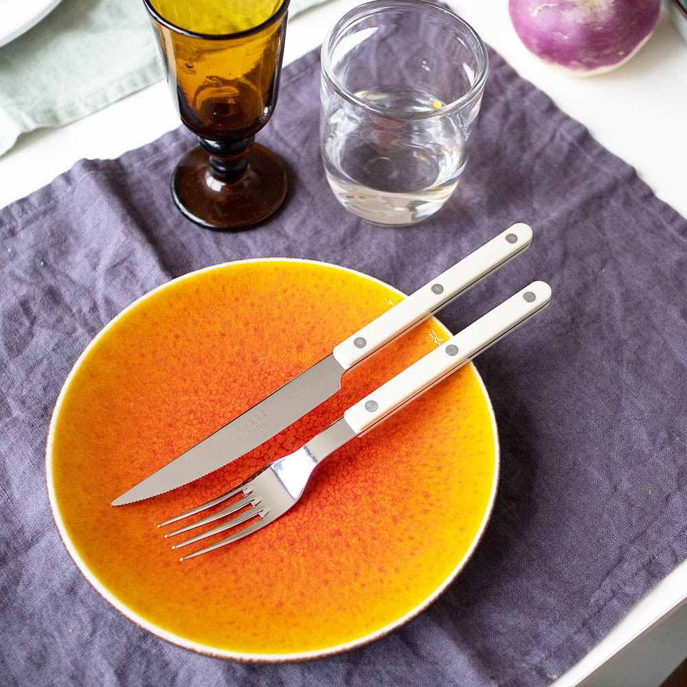 SABRE | Bistrot 復古酒館鈕扣系列 | 主餐叉子 | 亮面 | 象牙色