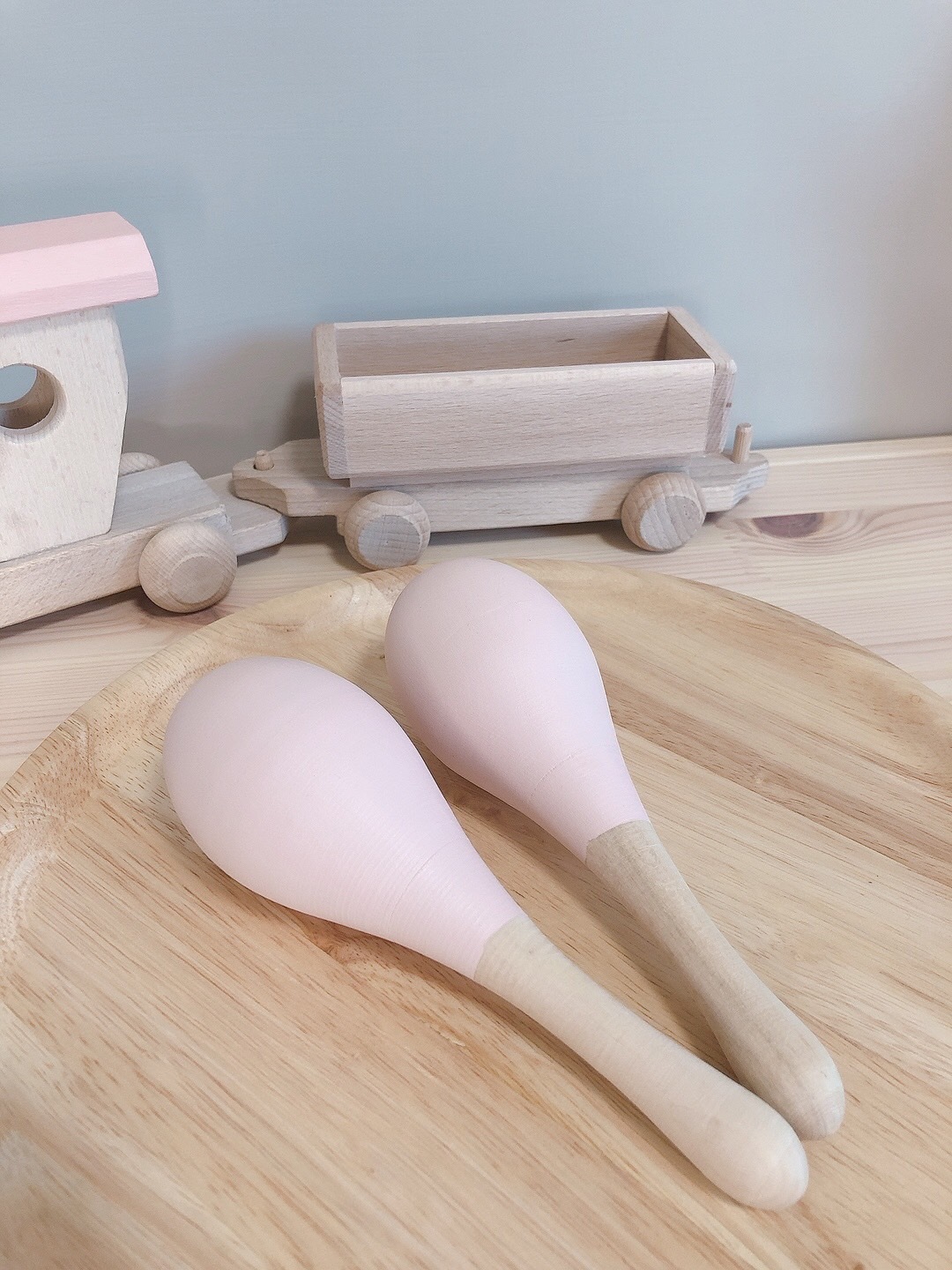 英國Happy Little Folks 木製沙鈴樂器2入組 - Pale Pink