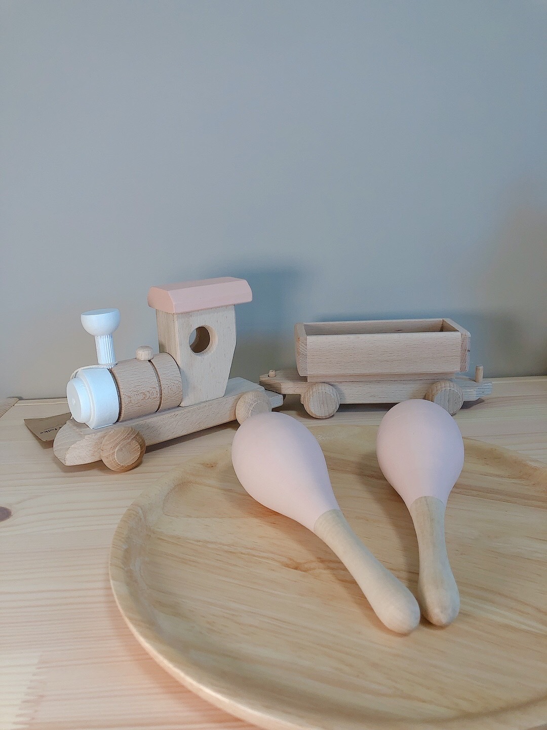 英國Happy Little Folks 木製沙鈴樂器2入組 - Pale Pink