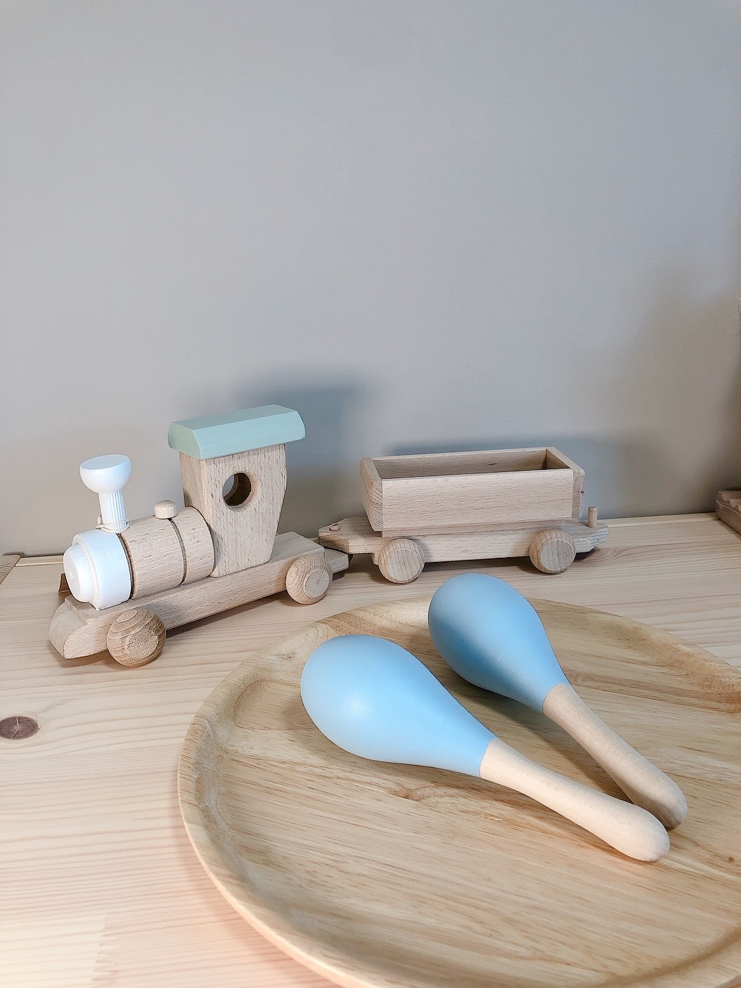 英國Happy Little Folks 木製沙鈴樂器2入組 - Pastel Blue