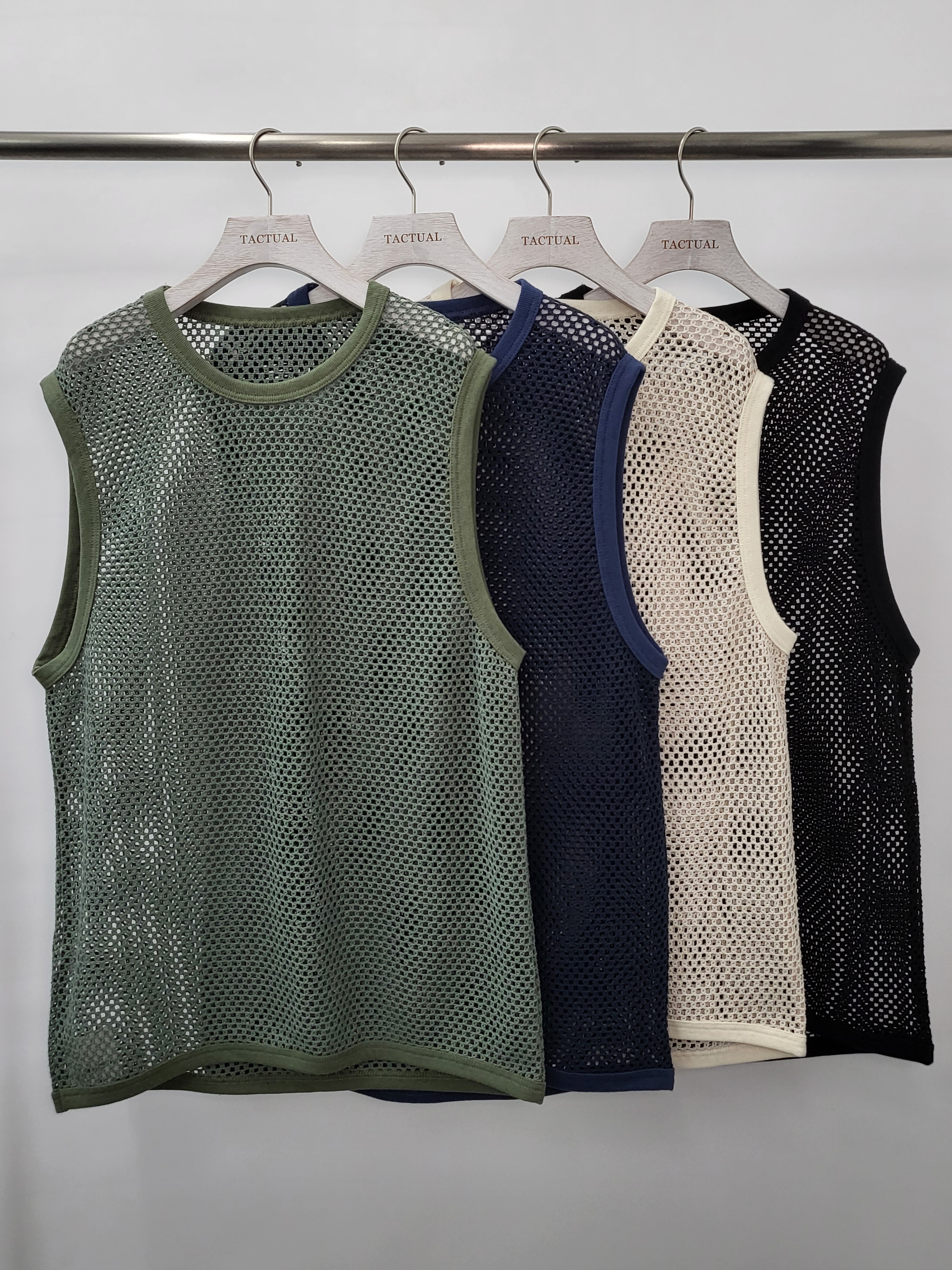 網紋圓領背心 V756