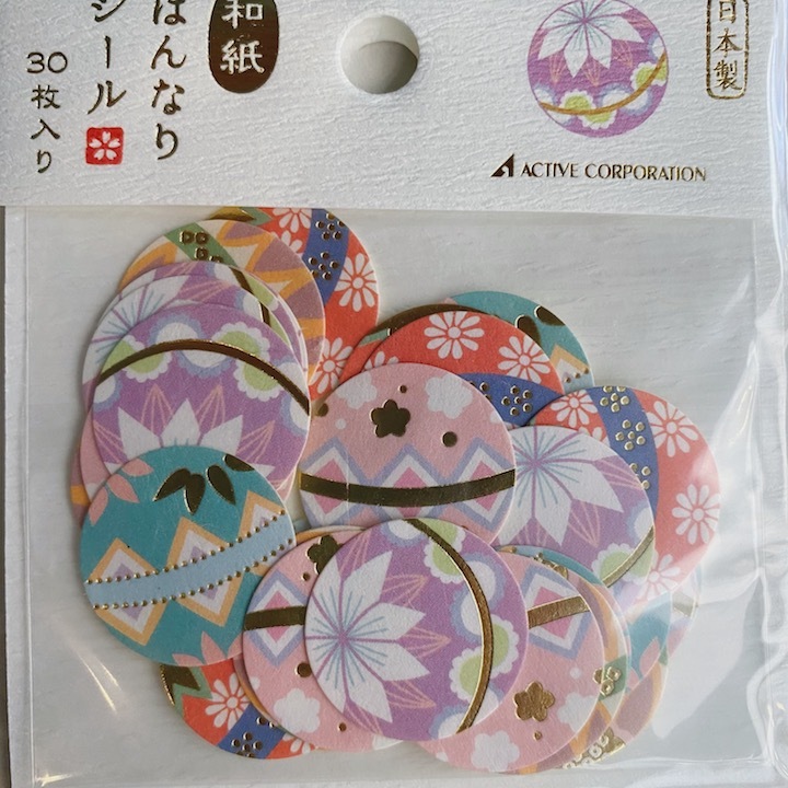 幸運物手毬 30入燙金貼紙包｜日本ACTIVE CORPORATION