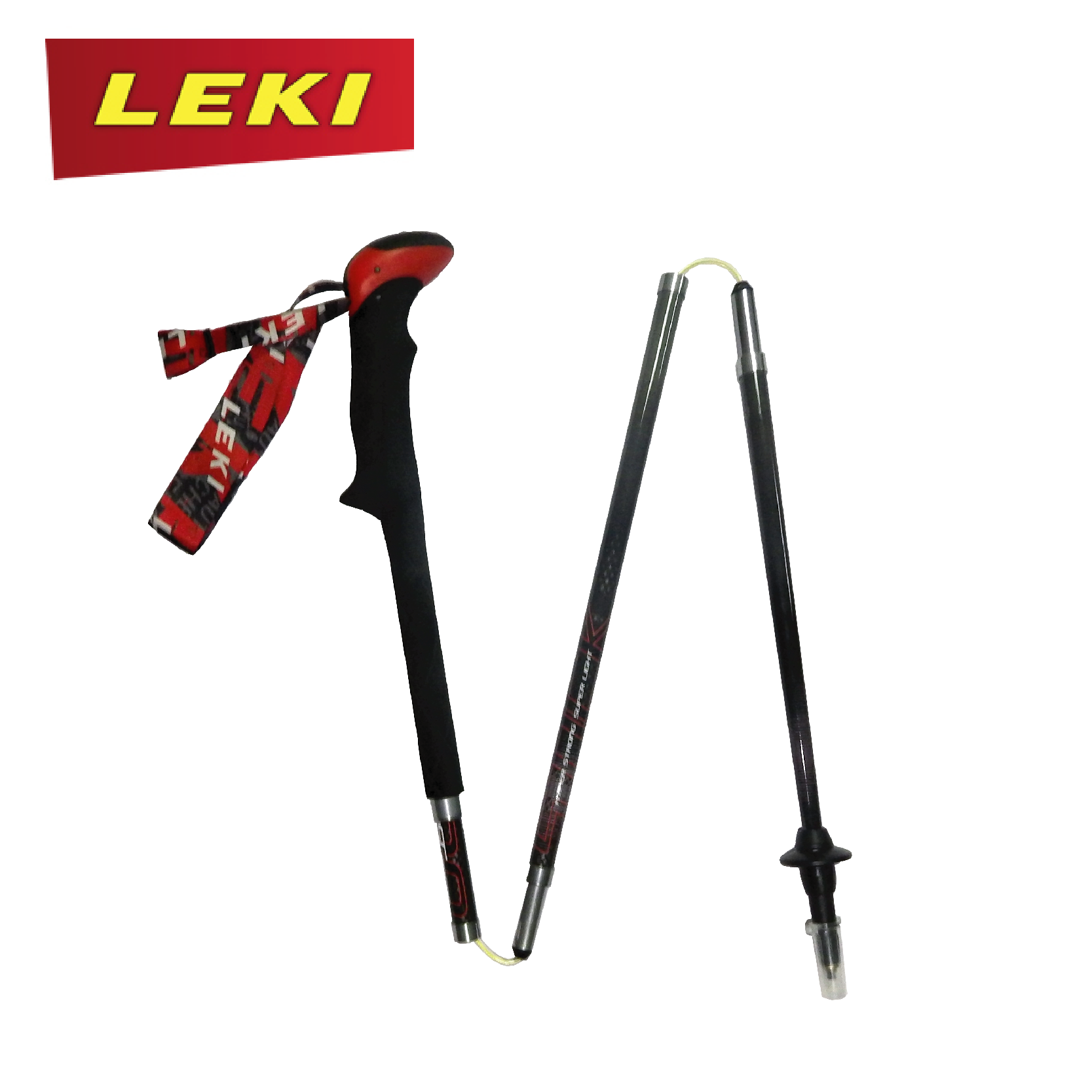 Leki 德國 16碳纖無避中泡棉快扣 (黑紅)  三節/直握把/鋁合金/登山/健行/滑雪 87LK42070