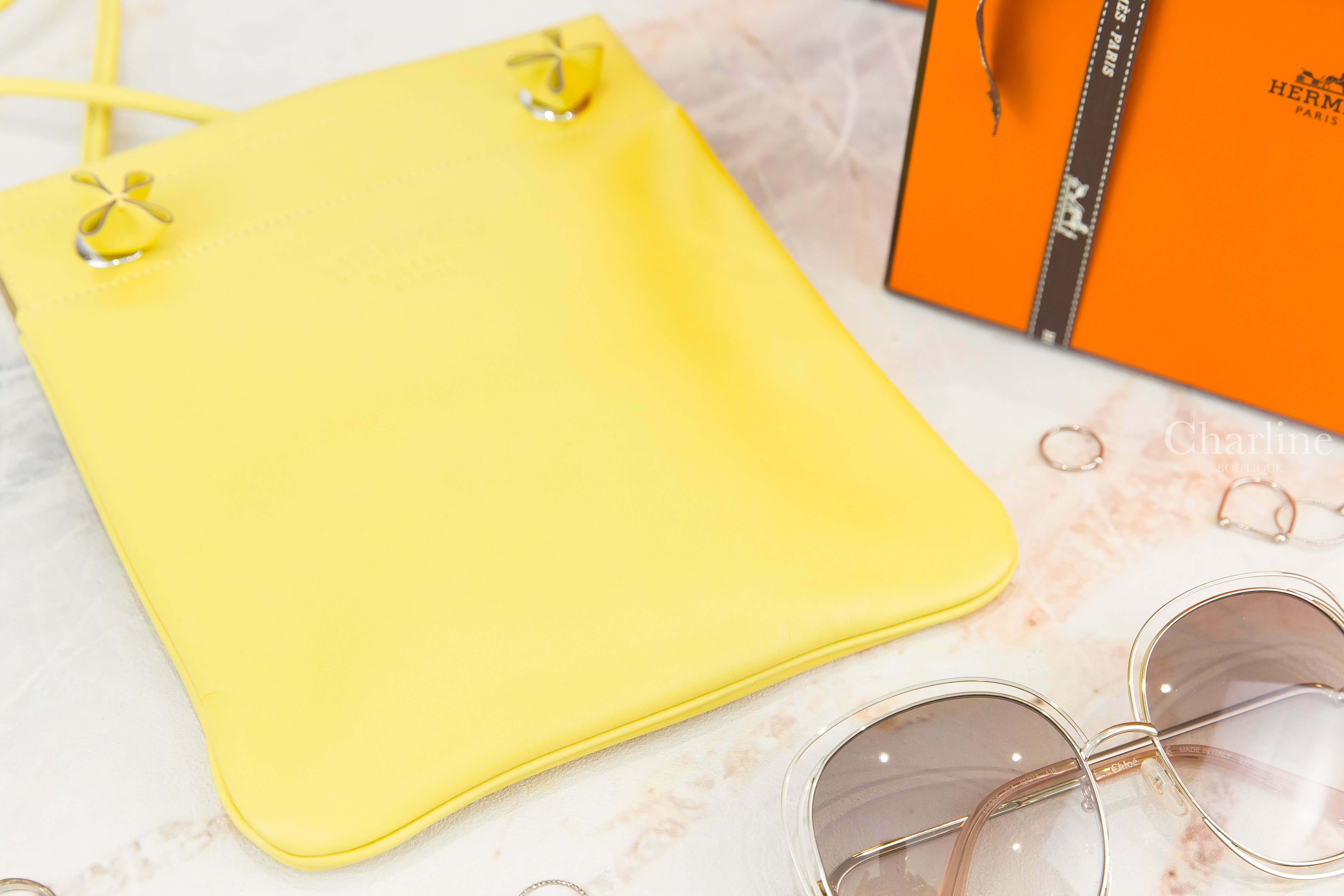 Hermès Aline Mini Long Strap Agneau Milo / Veau Swift 9R Lime Y刻萊姆黃肩背包-Charline Boutique 精品代購