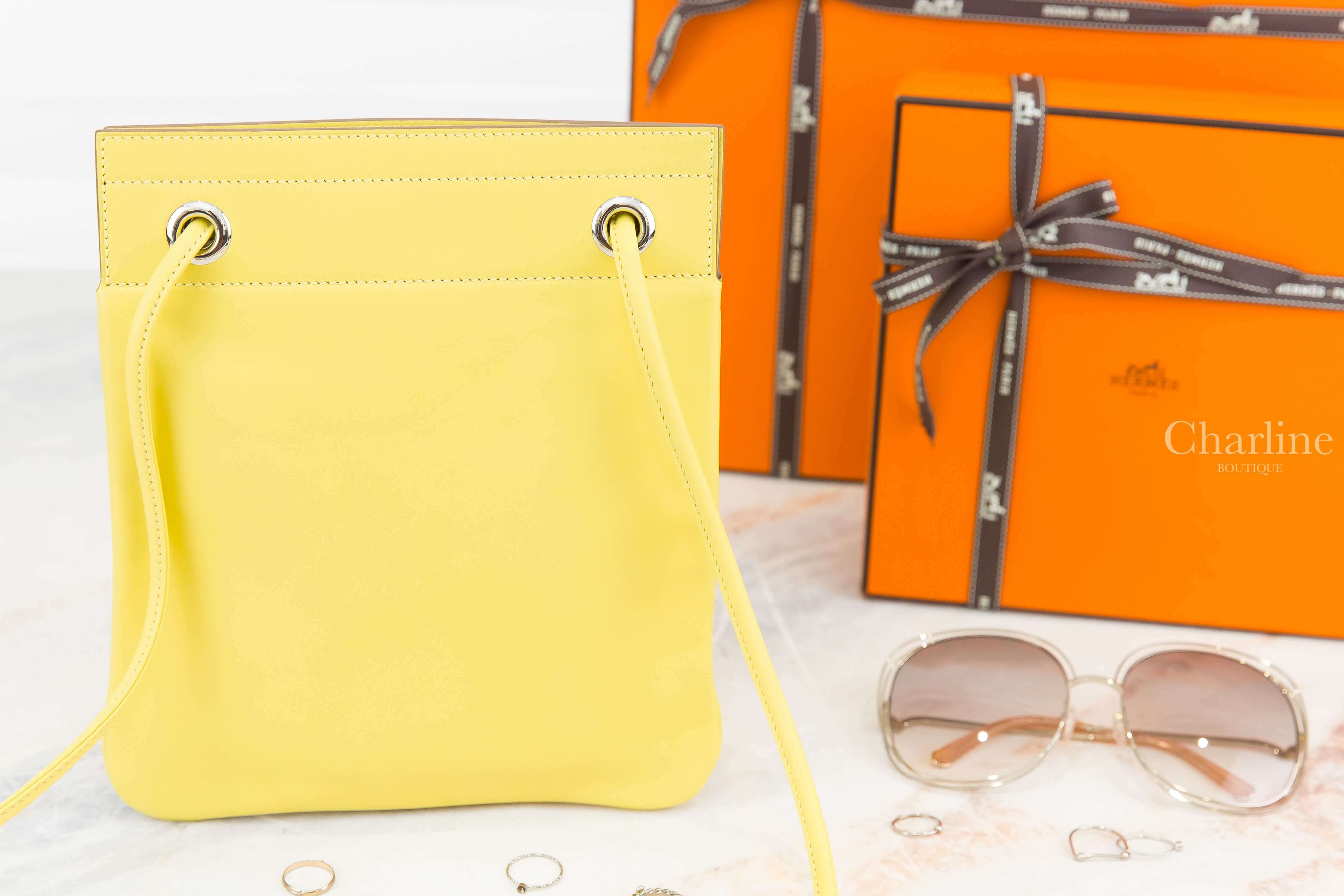 Hermès Aline Mini Long Strap Agneau Milo / Veau Swift 9R Lime Y刻萊姆黃肩背包-Charline Boutique 精品代購