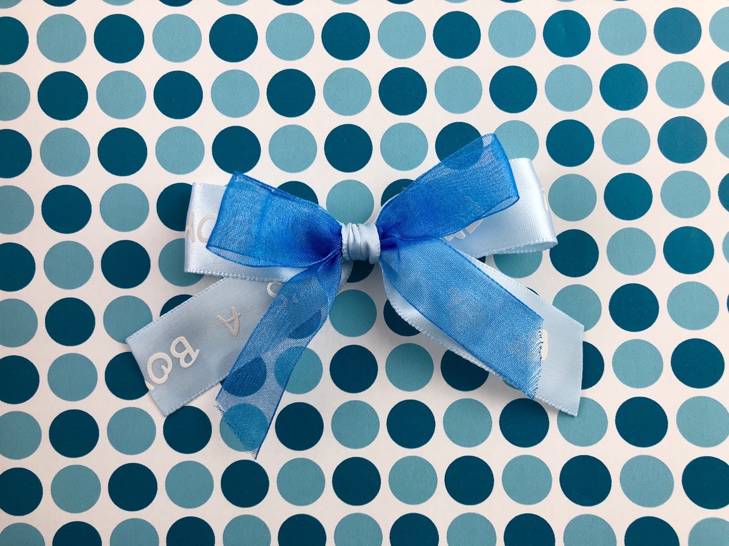 水藍寶寶/四耳蝴蝶結結飾/可自行黏貼包裝禮物