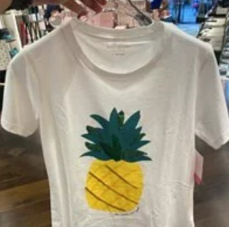 [S] KATE SPADE PINEAPPLE TEE,FRESH WHITE, K7667-100 (SKS109)