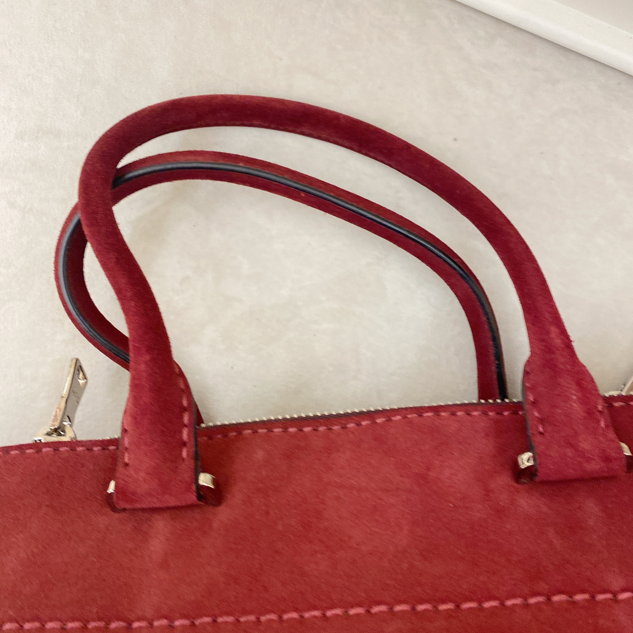 Prada Red Velvet Tote Bag