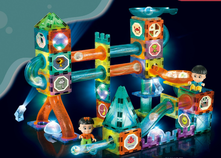 現貨區 STEM 磁力片燈光滾珠軌道積木150pcs S5609