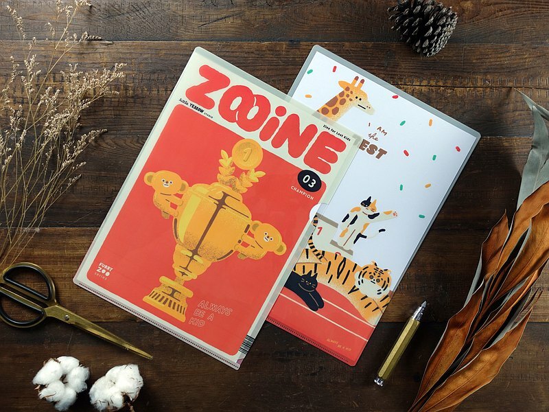 小黃間｜L型資料夾｜ZOOINE 03｜無尾熊獎盃