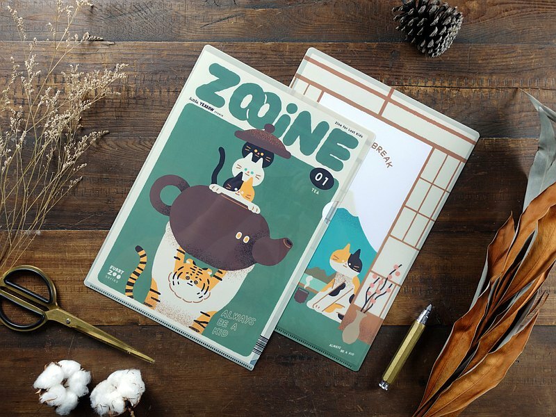 小黃間｜絕版｜L型資料夾｜ZOOINE 01｜貓茶道