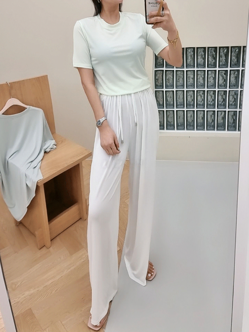 [現貨]夏季彈性寬褲 [ 白色 / Free ]
