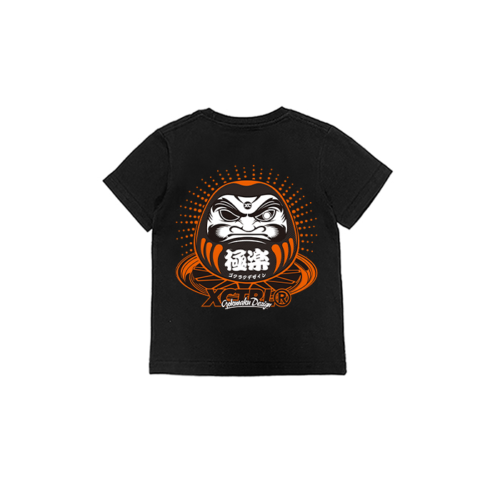 XCTRL x Gokuraku 極楽聯名輪框不倒翁童裝短T-黑