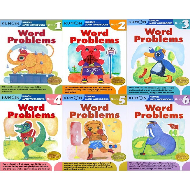 Kumon Math Workbooks Word Problems, Grade 1-6 (6 books)
