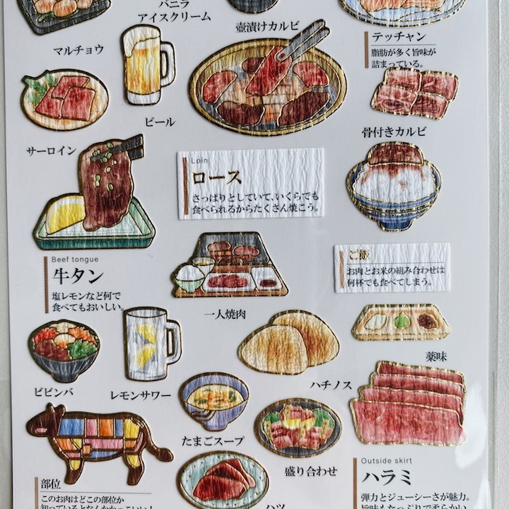 燒肉 大人的圖鑑 金箔壓印手帳貼紙｜日本Kamio