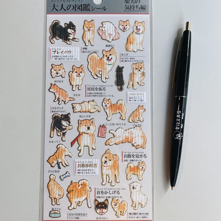 柴犬 大人的圖鑑 金箔壓印手帳貼紙｜日本Kamio
