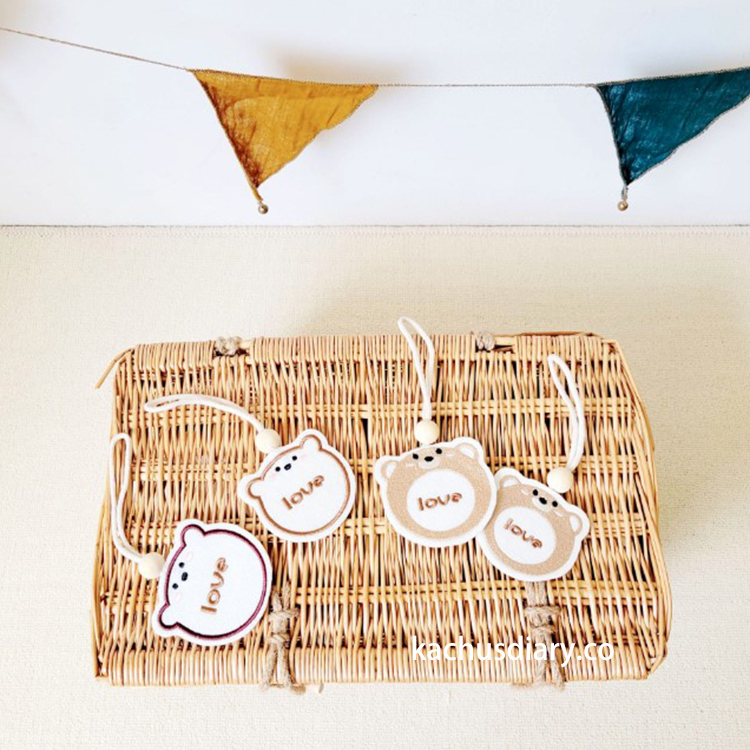 little bear 寶寶刺繡圓形吊牌