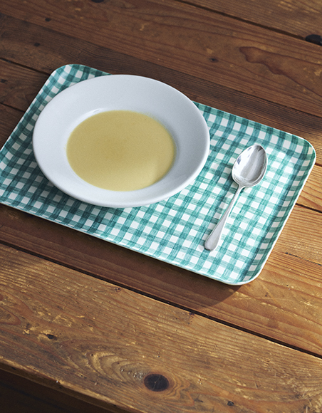 fog-亞麻面托盤L/綠白格紋
