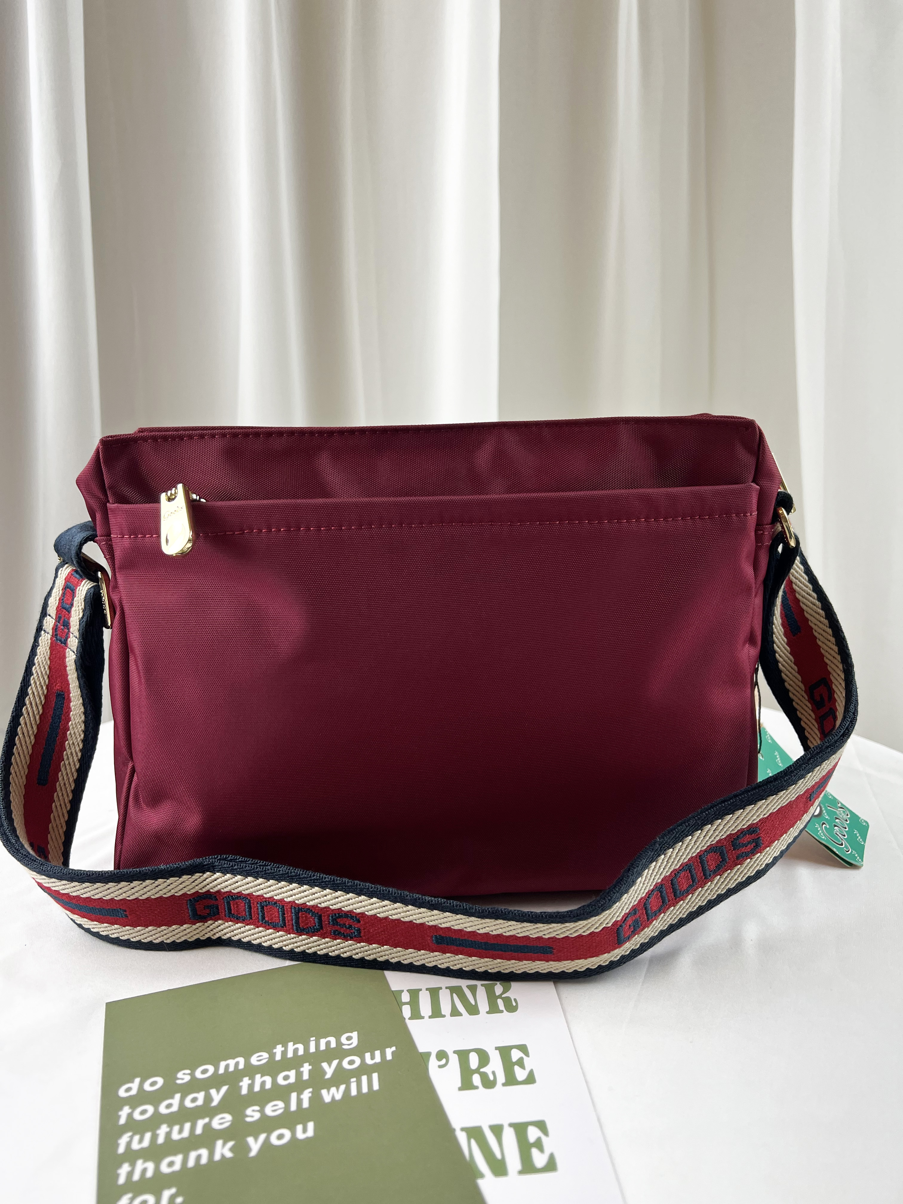 GOODS 織帶藍紅 防潑水側背包  #29302