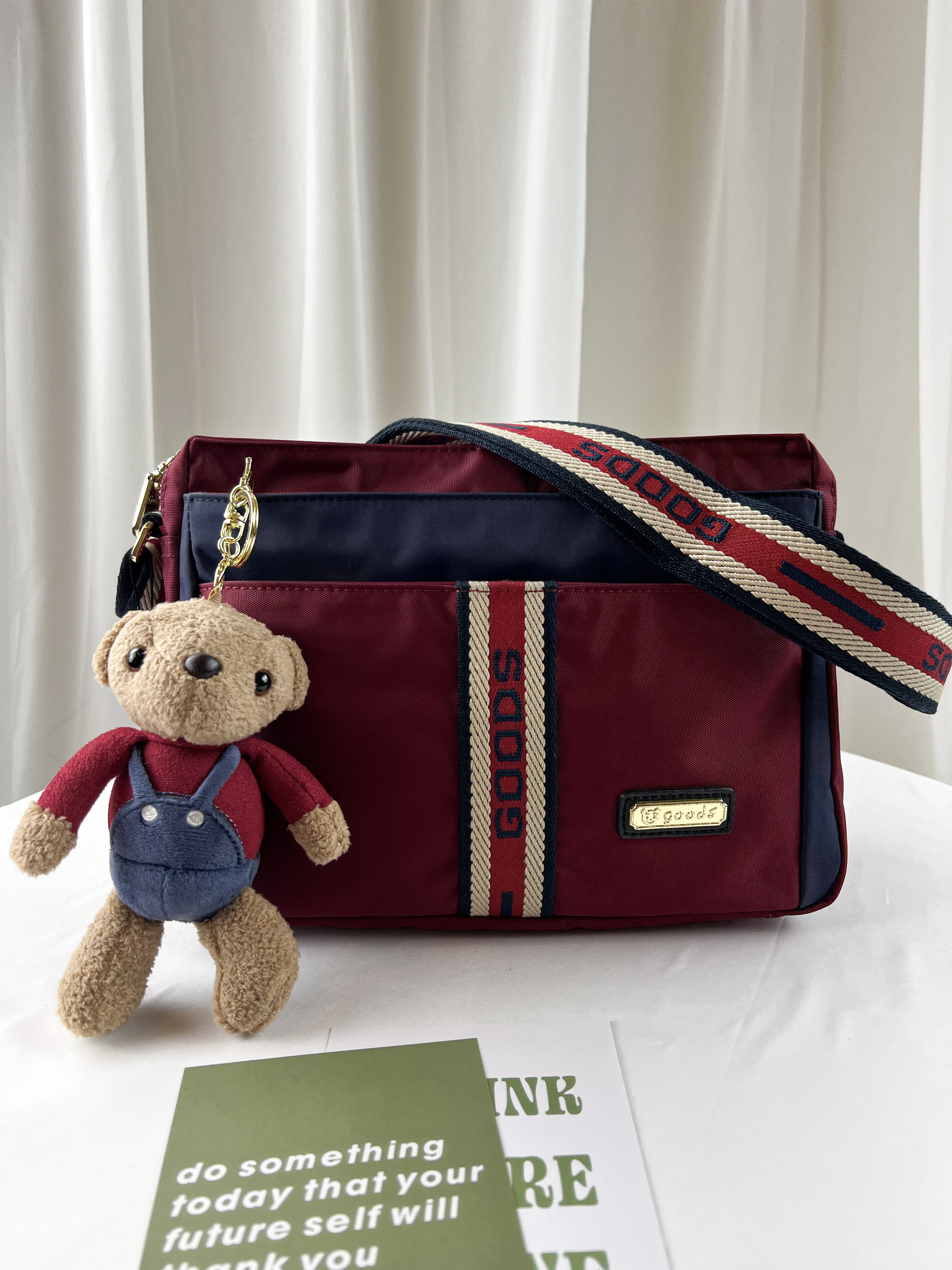 GOODS 織帶藍紅 防潑水側背包  #29302