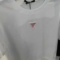 [S] GUESS MINI TRIANGLE SEMI CROP SHORT SLEEVE T-SHIRT, WHITE, YM2K8465-WHT (SGU57)