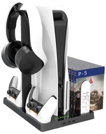 PS5 OIVO 主機散熱充電多功能直接架 黑 (數位版可用)