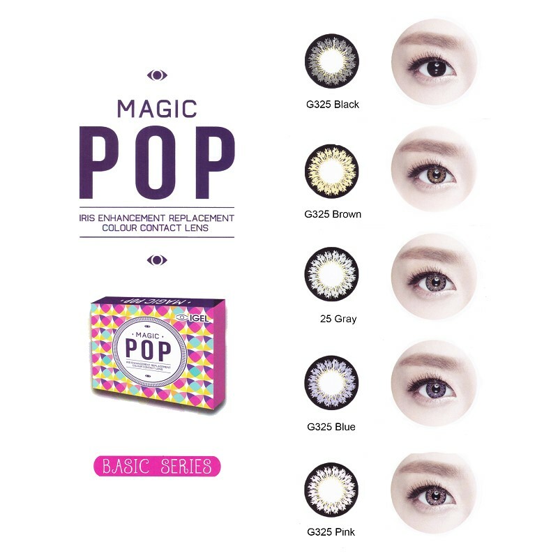 Magic POP 1 month Color Contact lens 2 pcs/Box ( Basic Series) Dia 14.5mm ( Grey. Black , Brown )