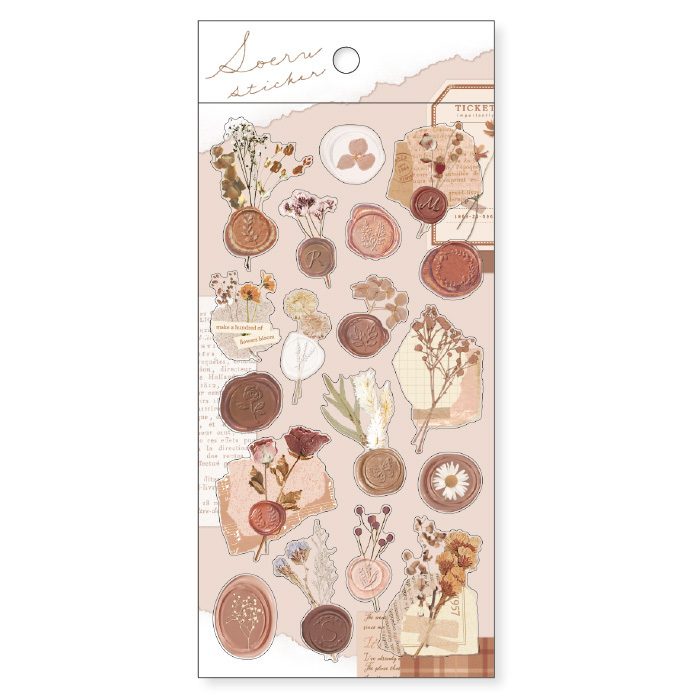 棕色 植物封蠟貼紙 啞光透明PET｜日本Mind Wave