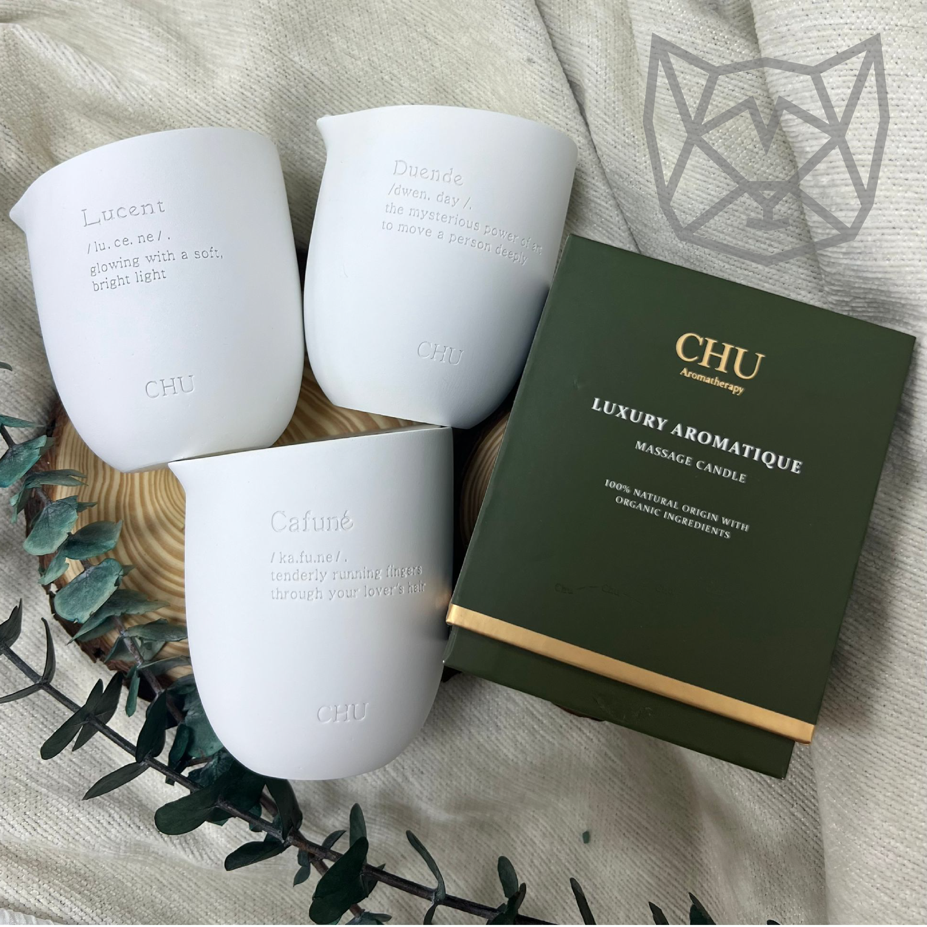 CHU Aromatherapy - 秘語藝術⾹氛系列 - 藝術⾹氛按摩蠟燭 220g (Duende/Lucent/Cafune)