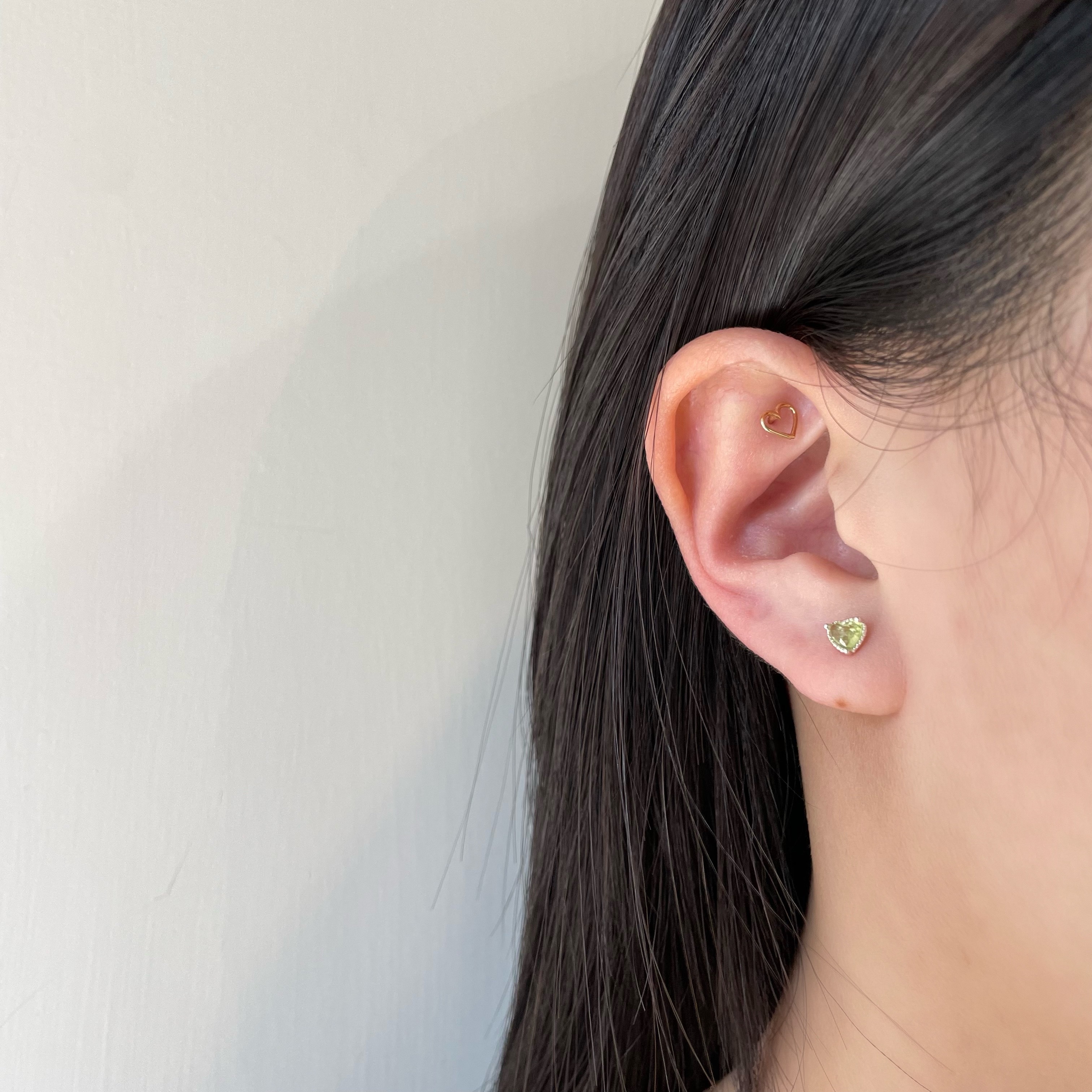 Rosecut三爪愛心橄欖轉珠耳環