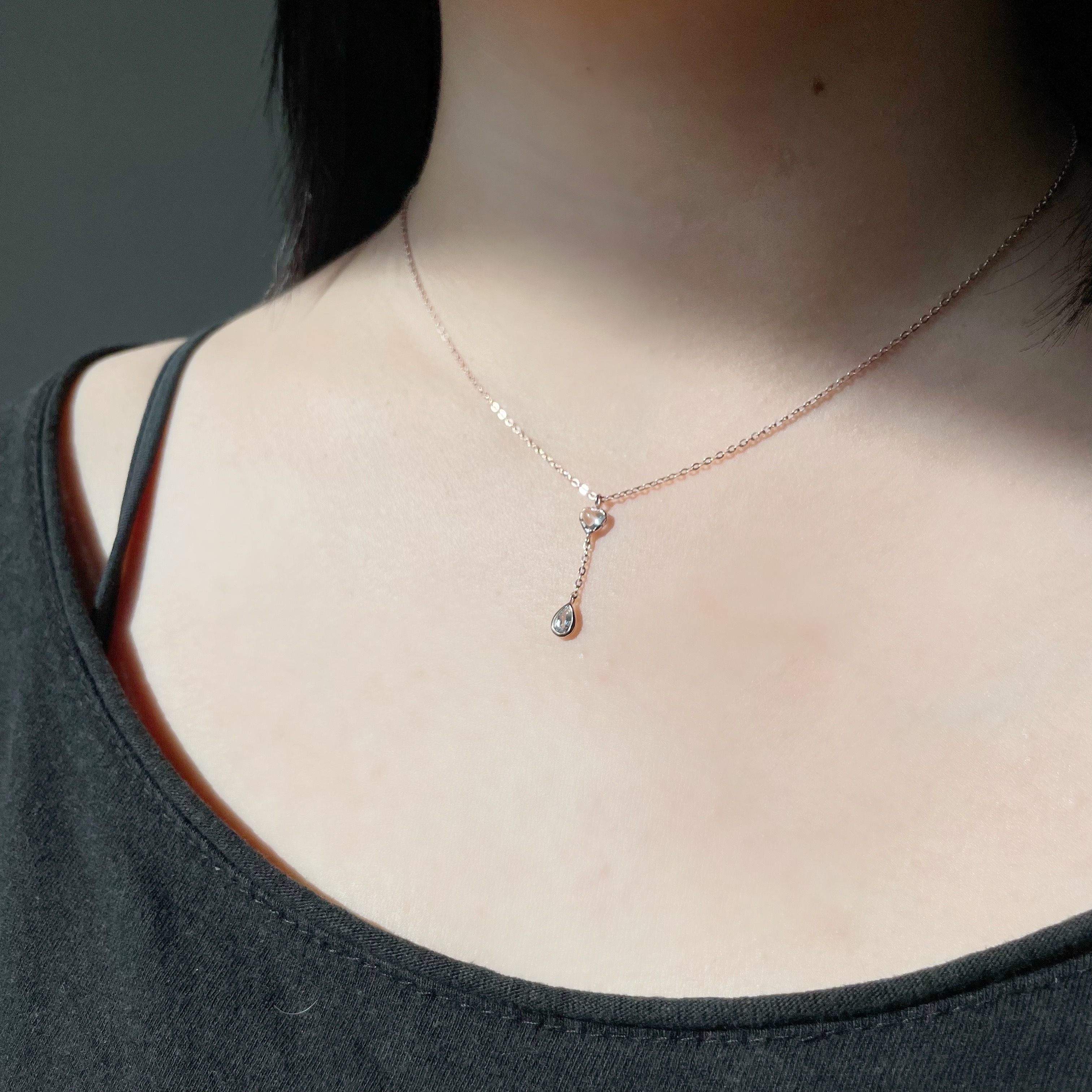 QQ heart托帕水滴微Y字項鍊