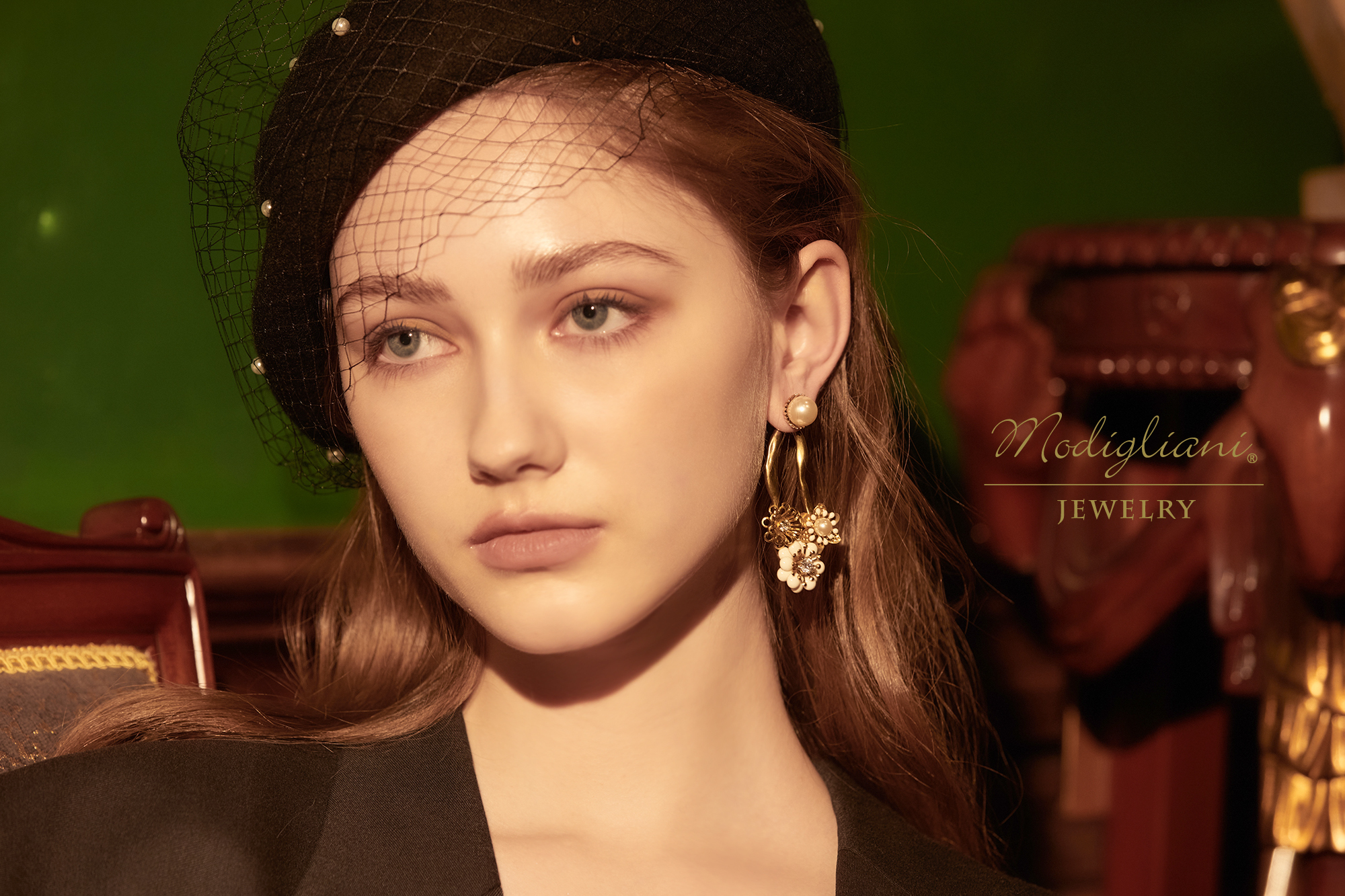 黃銅飾品,耳環,飾品,黃銅,鋯石,花草,個性,施華洛世奇水晶珍珠,兩戴式