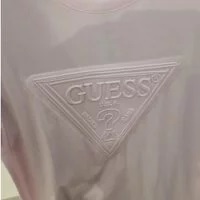 [S] GUESS MODIFIED TRIANGLE EMBO SHORT SLEEVE T-SHIRT,LIGHT PINK, MM2K8406-LPI (SGU73)