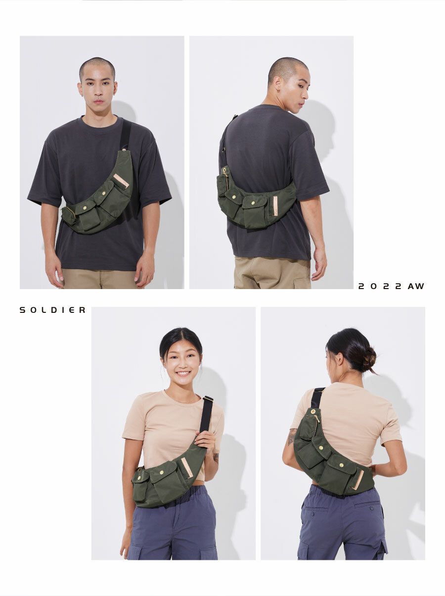綠色斜背包 胸包 男包 女包 輕量包推薦 斜背包 腰包 側背包 Soldier 現代職人斜背胸包 satana SOS0301-324 商品特色介紹 防潑水上蠟尼龍 多隔層收納空間 商品介紹 2