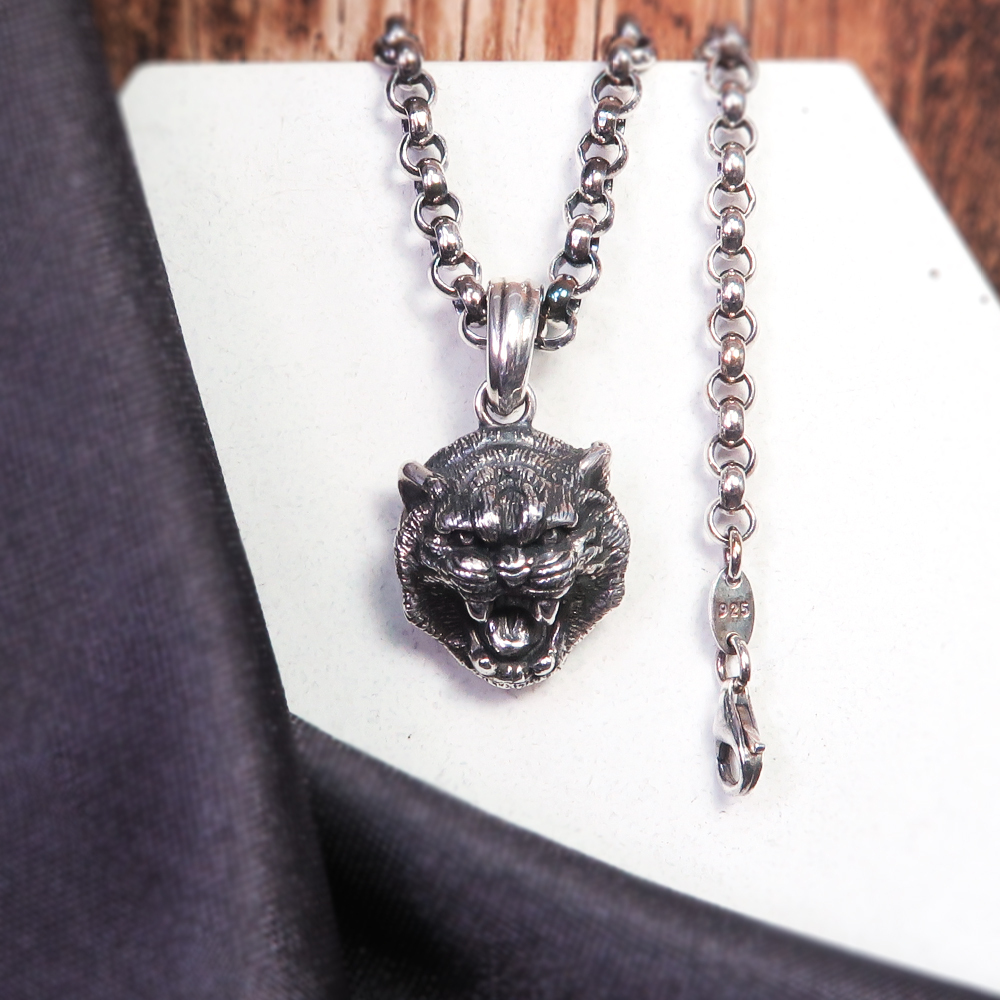 ART64│霸氣猛虎925純銀項鍊老虎項鍊
