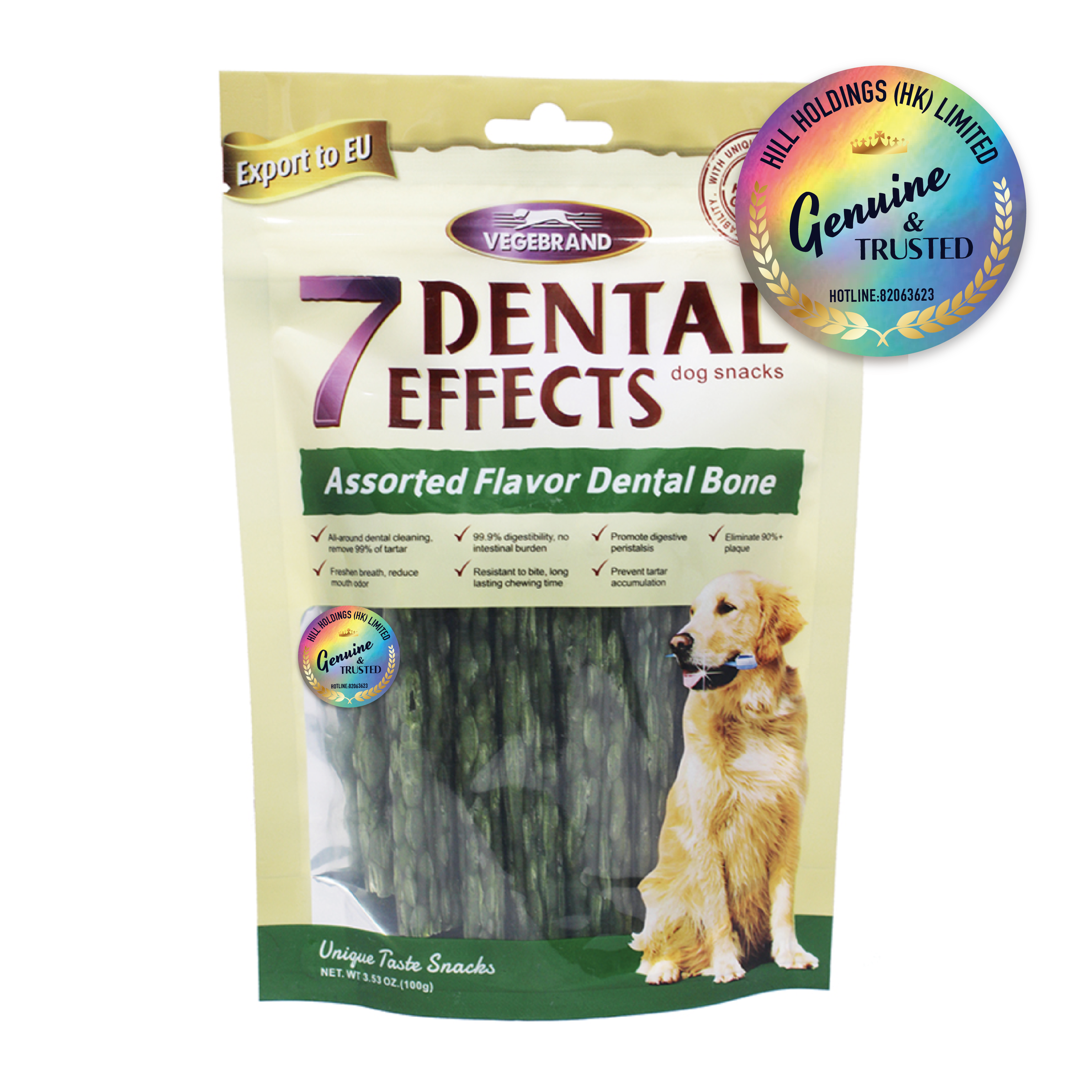 VegeBrand丨7重高效美味什錦潔齒軟條 4”X12支 100g(VBD-4230)