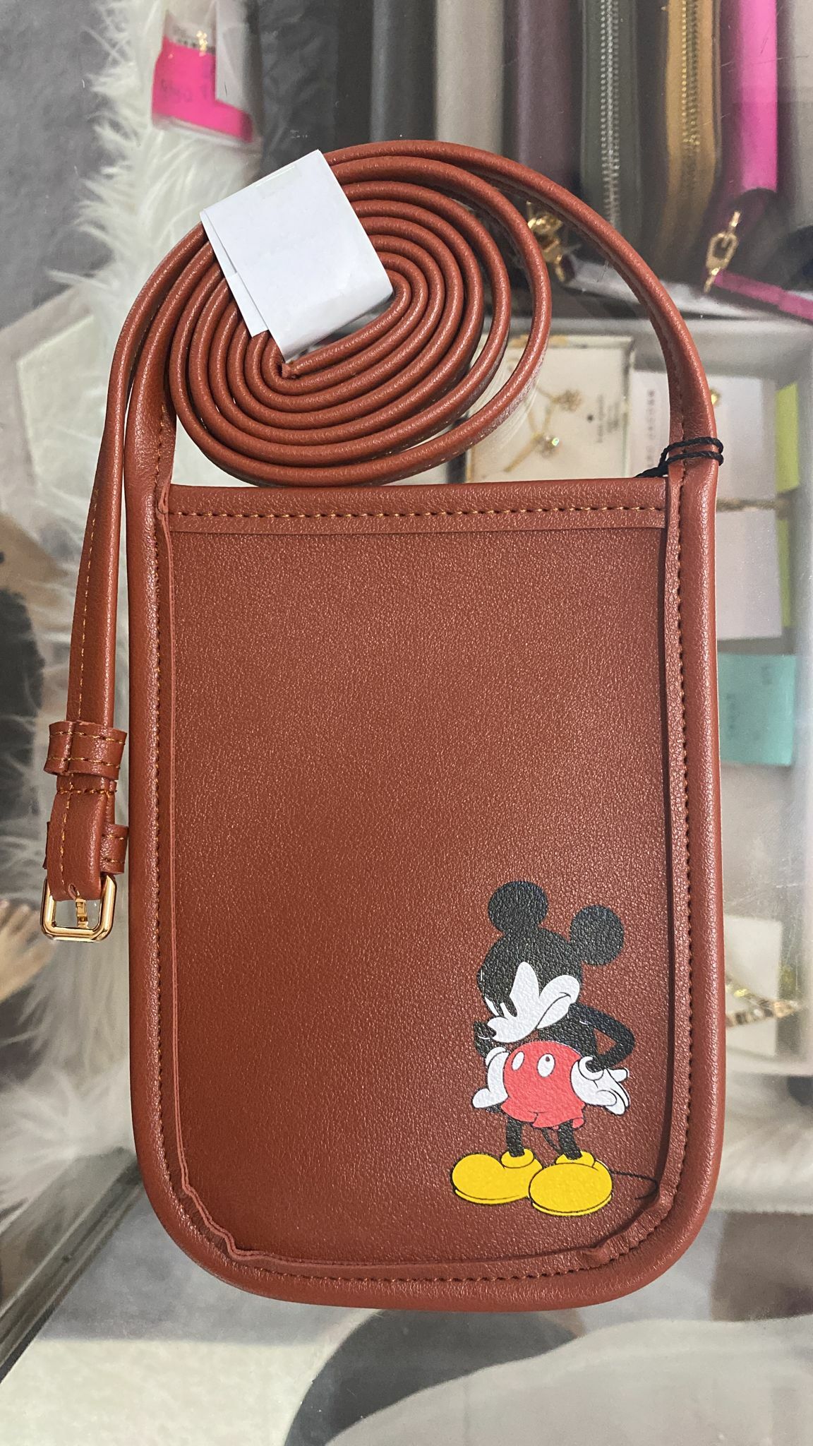 [S] LE.JUNEV MICKEY PHONE BAG CASE,BROWN, SLJV16 (SLJV16)
