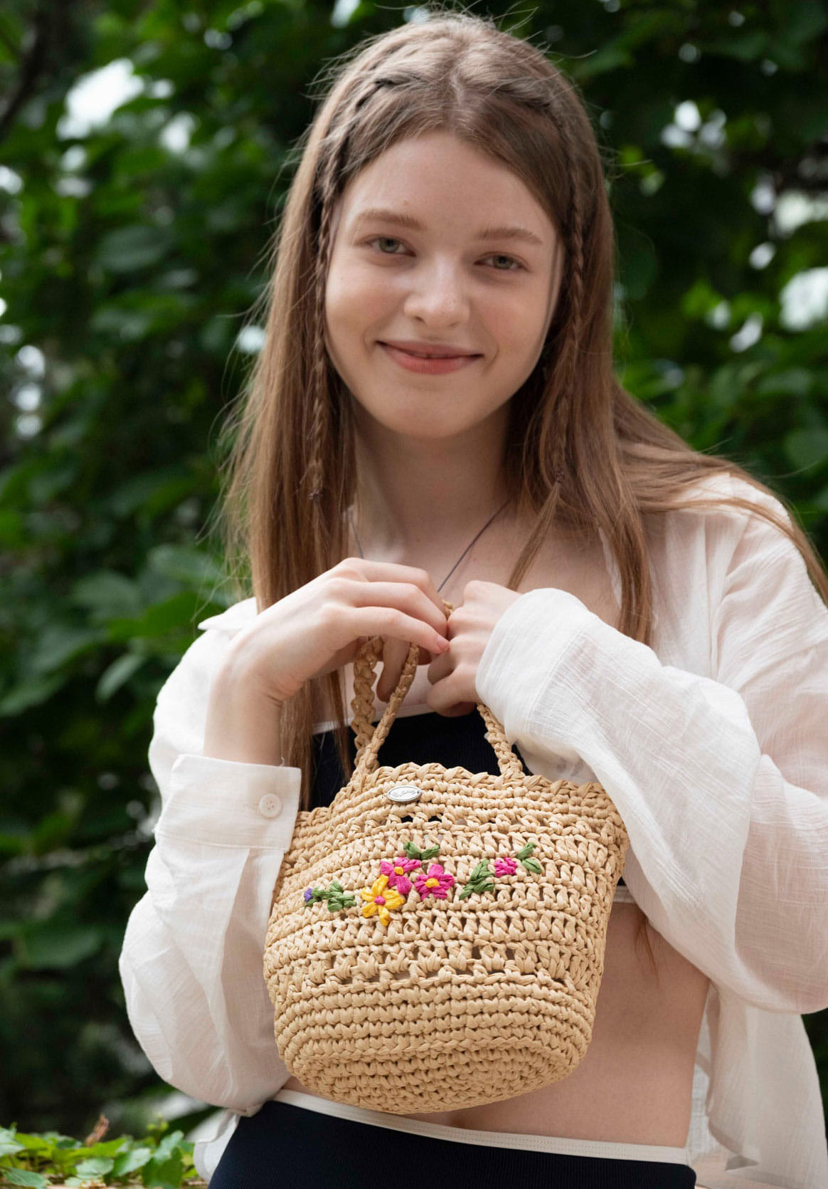 <韓國代購> SLOWSLOWLY DAISY RAFFIA BAG