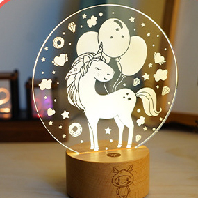 木製圓柱底座充電小夜燈