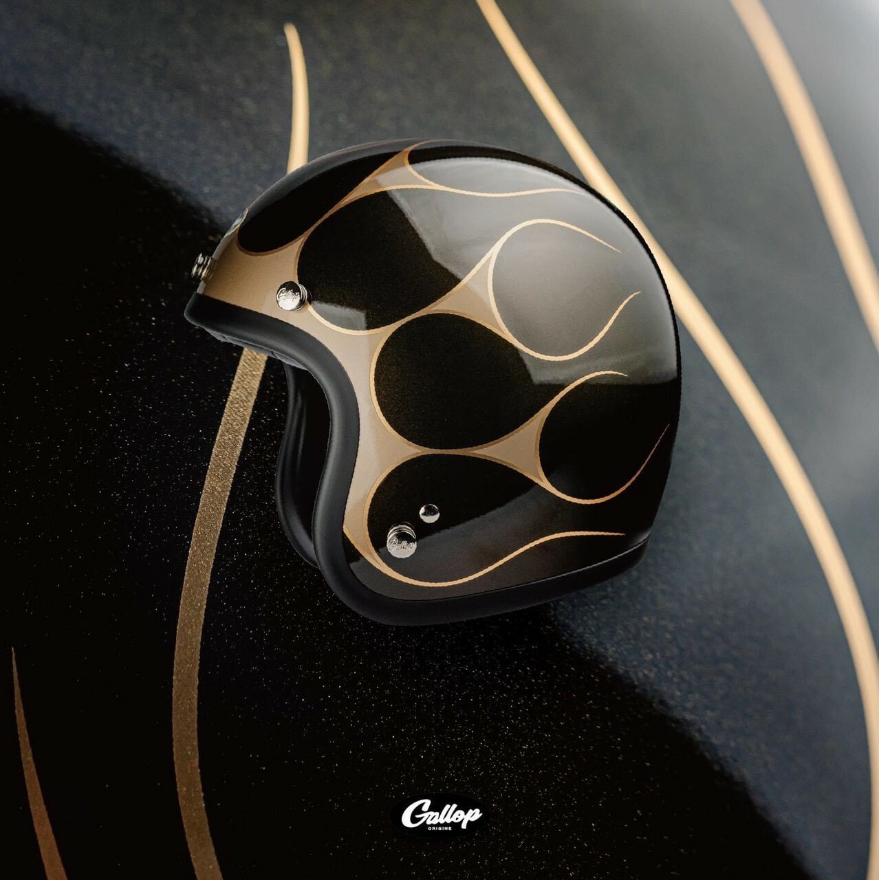 GALLOP 彩繪 月火 烏晶黑 3/4罩 復古帽