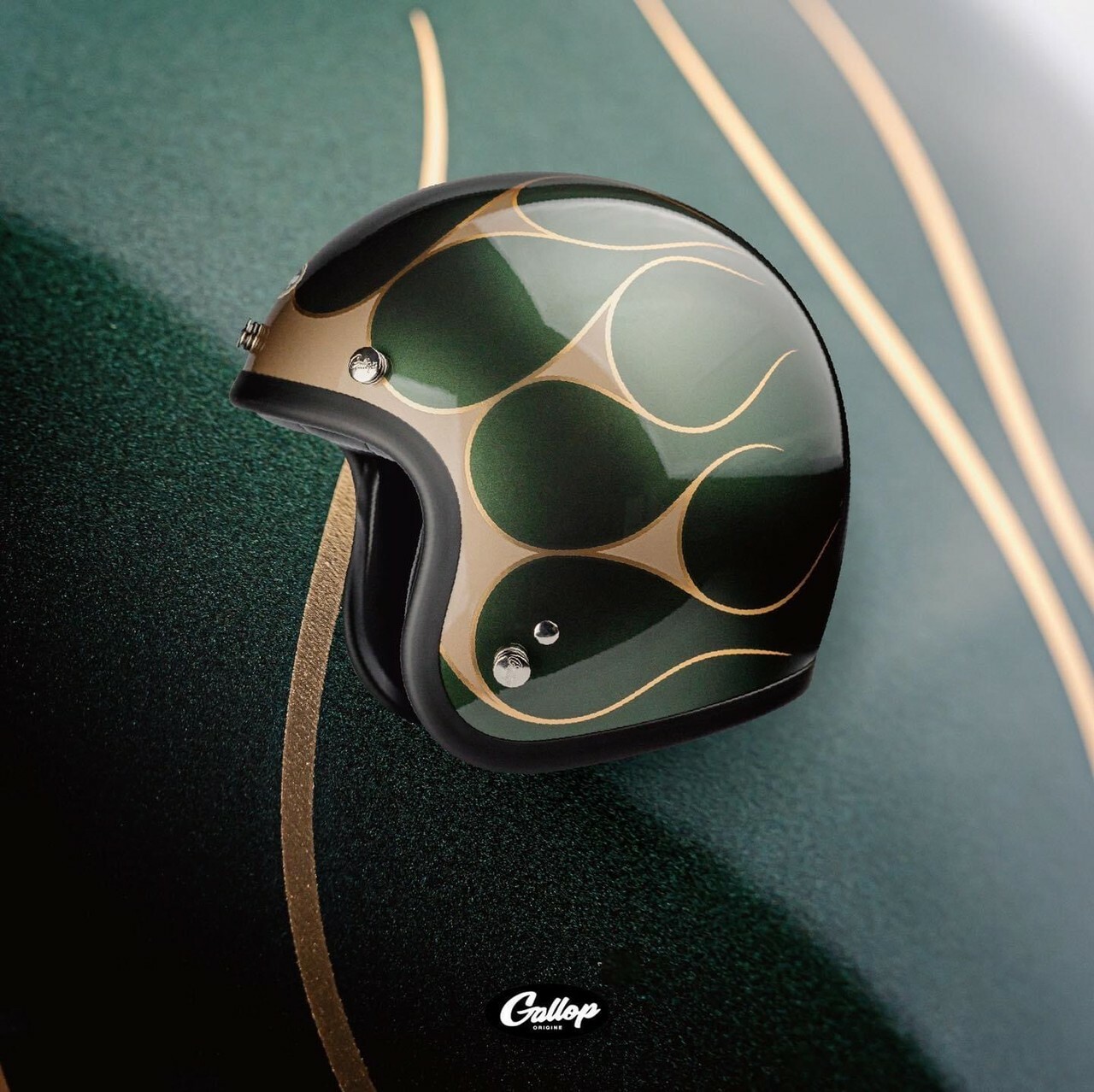 GALLOP 彩繪 月火 橄欖綠 3/4罩 復古帽