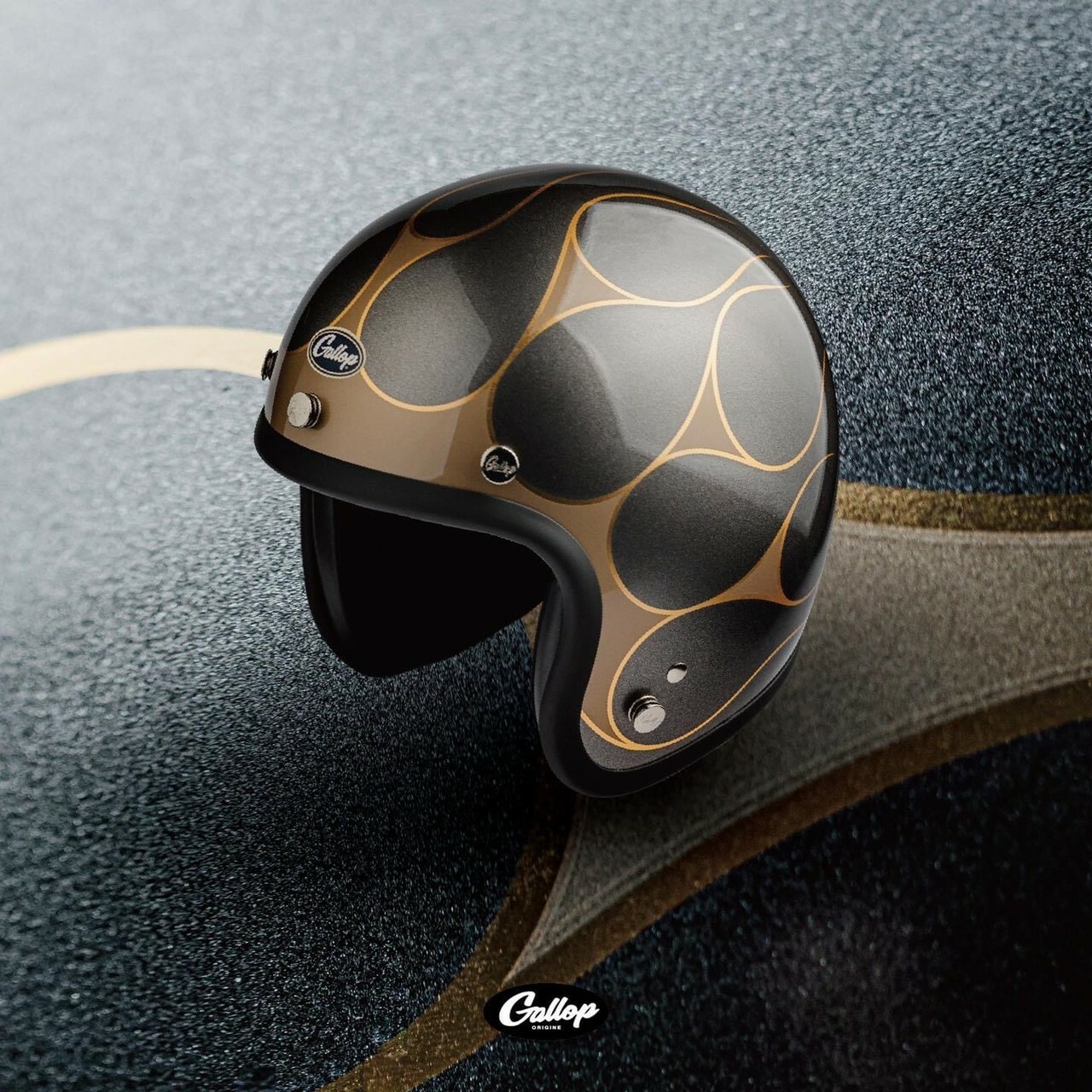 GALLOP 彩繪 月火 黑閃銀 3/4罩 復古帽