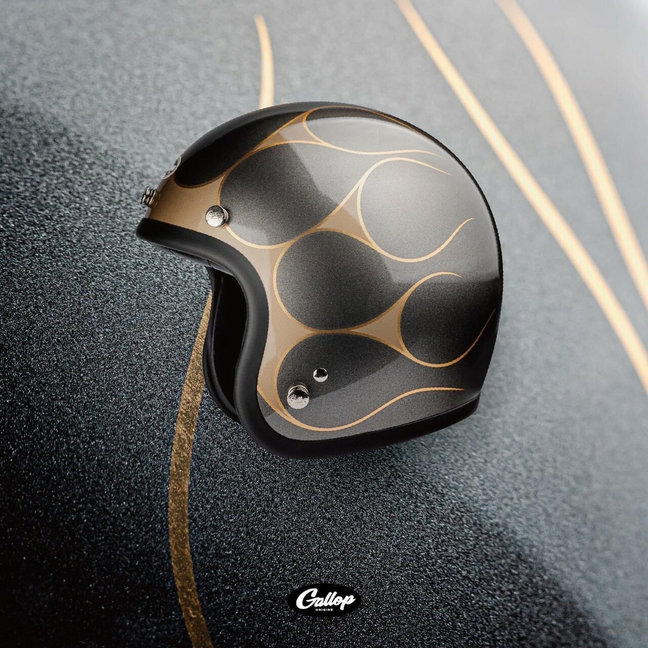 GALLOP 彩繪 月火 黑閃銀 3/4罩 復古帽