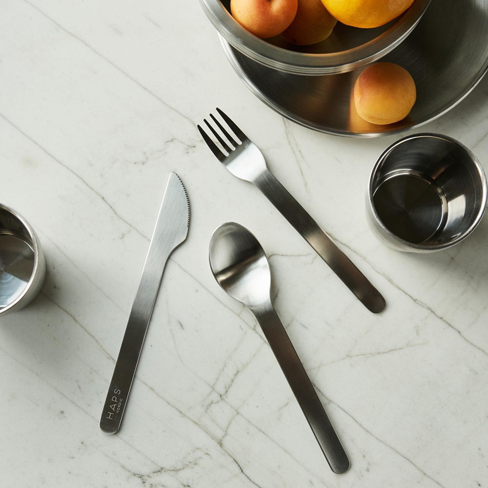 丹麥Haps Nordic 不鏽鋼刀叉匙三件組-太陽黃