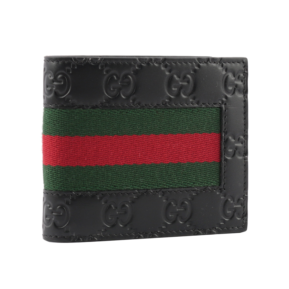 【GUCCI】經典GG Supreme系列皮革織帶摺疊短夾