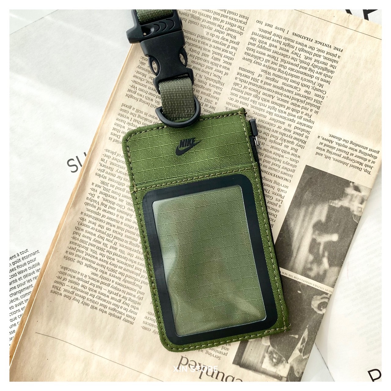Nike ID ZIP 識別證 名牌 證件夾 零錢袋 字勾 吊帶 掛繩 黑 灰綠 軍綠