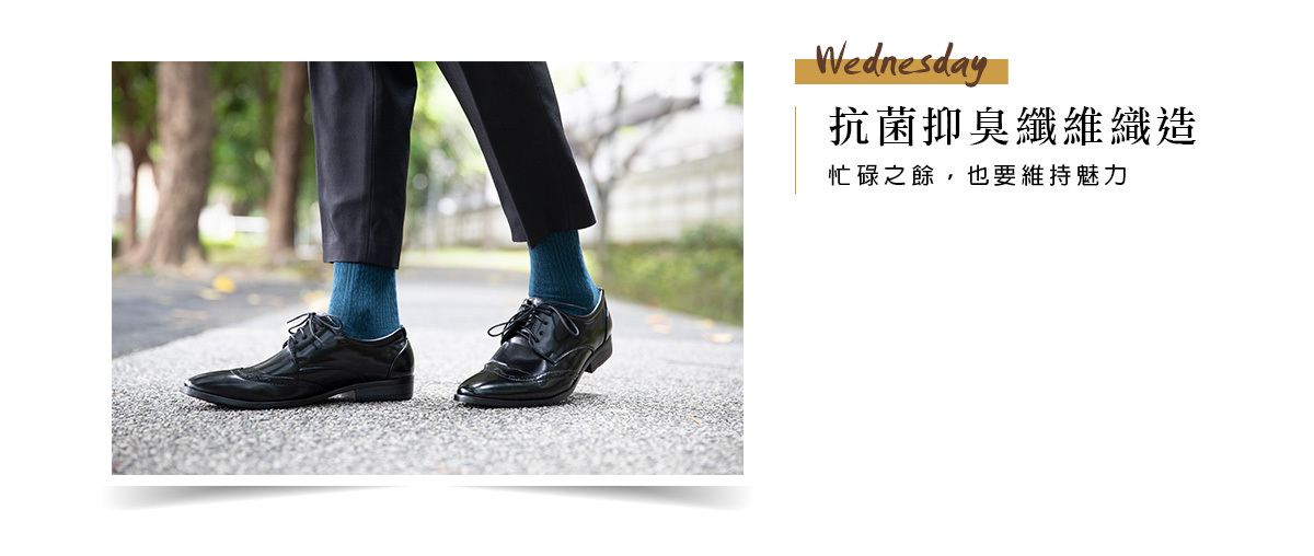 蒂巴蕾 耐水洗抗菌抑臭纖維男襪